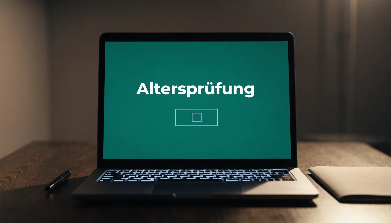 Ein Schreibtisch mit Kugelschreiber, Lupe und einem geschlossenen Ordner ohne Beschriftung in warmem Lampenlicht.